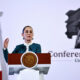 La presidenta de México, Claudia Sheinbaum, habla durante una conferencia de prensa este jueves, ofrecida en Palacio Nacional de la Ciudad de México (México). EFE/ Sáshenka Gutiérrez