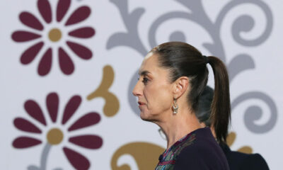 La presidenta de México Claudia Sheinbaum, participa este jueves en una rueda de prensa en Palacio Nacional, en la Ciudad de México (México). EFE/ Mario Guzmán