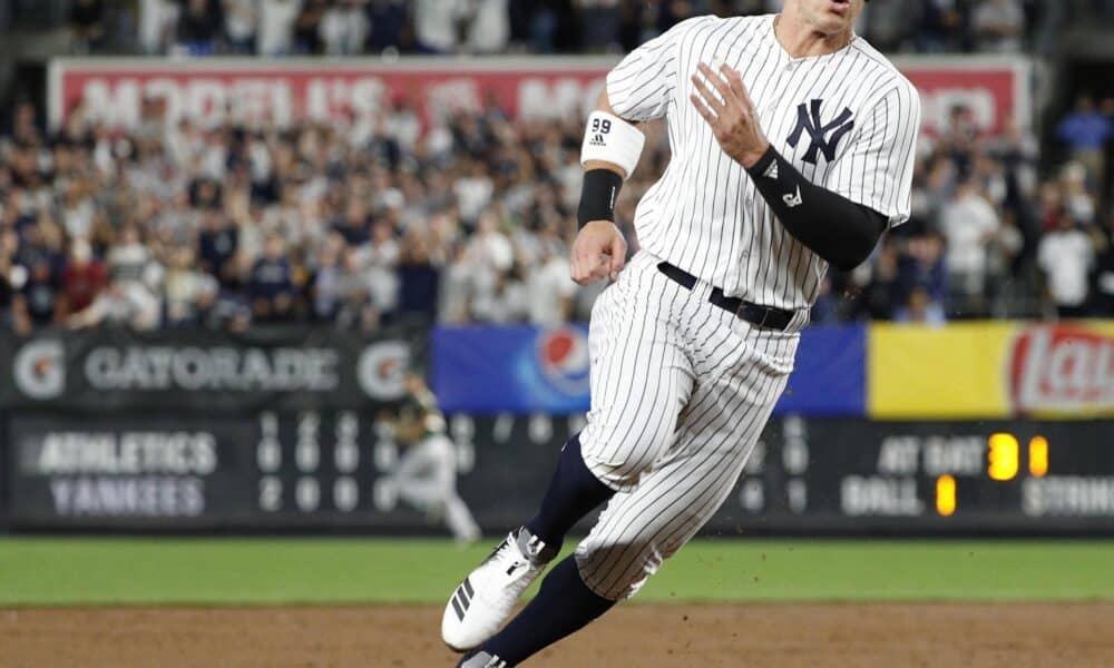 Fotografía de archivo del jugador de los Yankees de Nueva York, Aaron Judge. EFE/Justin Lane