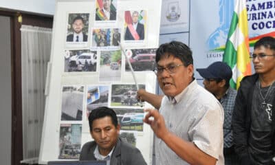 El diputado por el Movimiento Al Socialismo (MAS) Héctor Arce habla en una rueda de prensa este lunes, sobre el atentado que habría sufrido el expresidente de Bolivia, Evo Morales (2006-2019), en Cochabamba (Bolivia). EFE/ Jorge Abrego