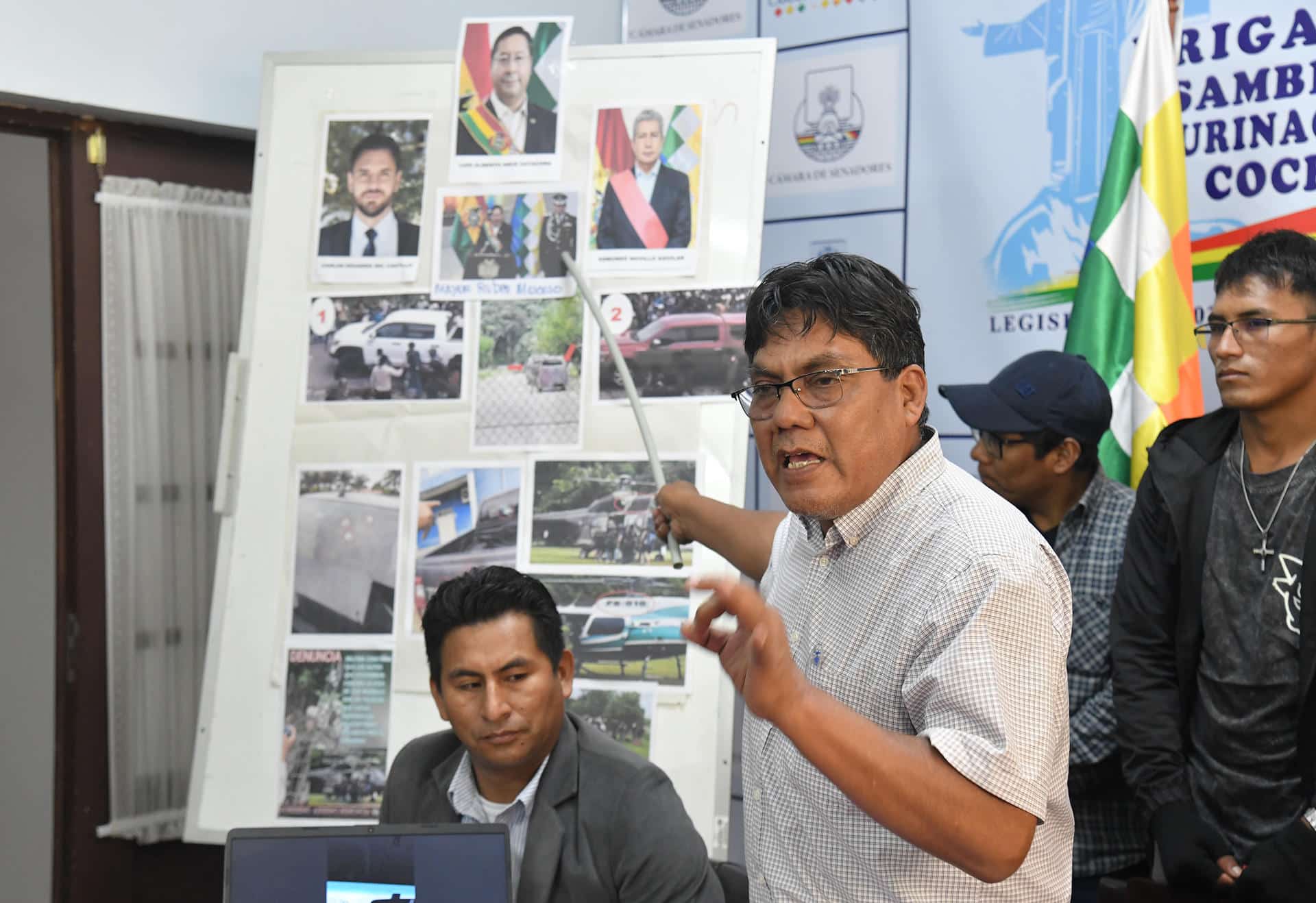 El diputado por el Movimiento Al Socialismo (MAS) Héctor Arce habla en una rueda de prensa este lunes, sobre el atentado que habría sufrido el expresidente de Bolivia, Evo Morales (2006-2019), en Cochabamba (Bolivia). EFE/ Jorge Abrego