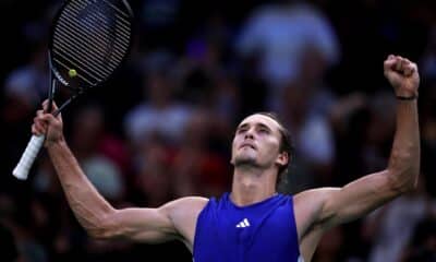 Alexander Zverev celebra su victoria. EFE/EPA/CHRISTOPHE PETIT TESSON