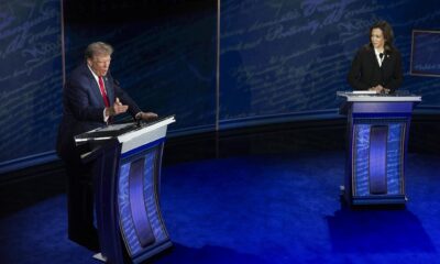 Fotografía de archivo de un debate en televisión entre la candidata demócrata y vicepresidenta de EE.UU., Kamala Harris, y el expresidente estadounidense y candidato republicano Donald Trump. EFE/EPA/DEMETRIUS FREEMAN / POOL