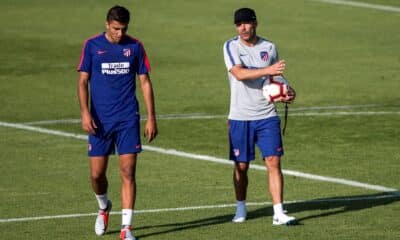 Rodrigo Hernández y Simeone, en una foto de archivo en un entrenamiento del Atlético de Madrid en julio de 2018. EFE / Rodrigo Jimenez