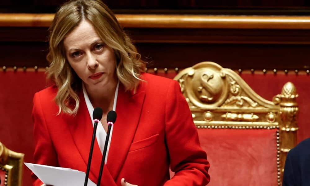 La primera ministra italiana, Giorgia Meloni, en el Senado el 15 de octubre de 2024. EFE/EPA/VINCENZO LIVIERI