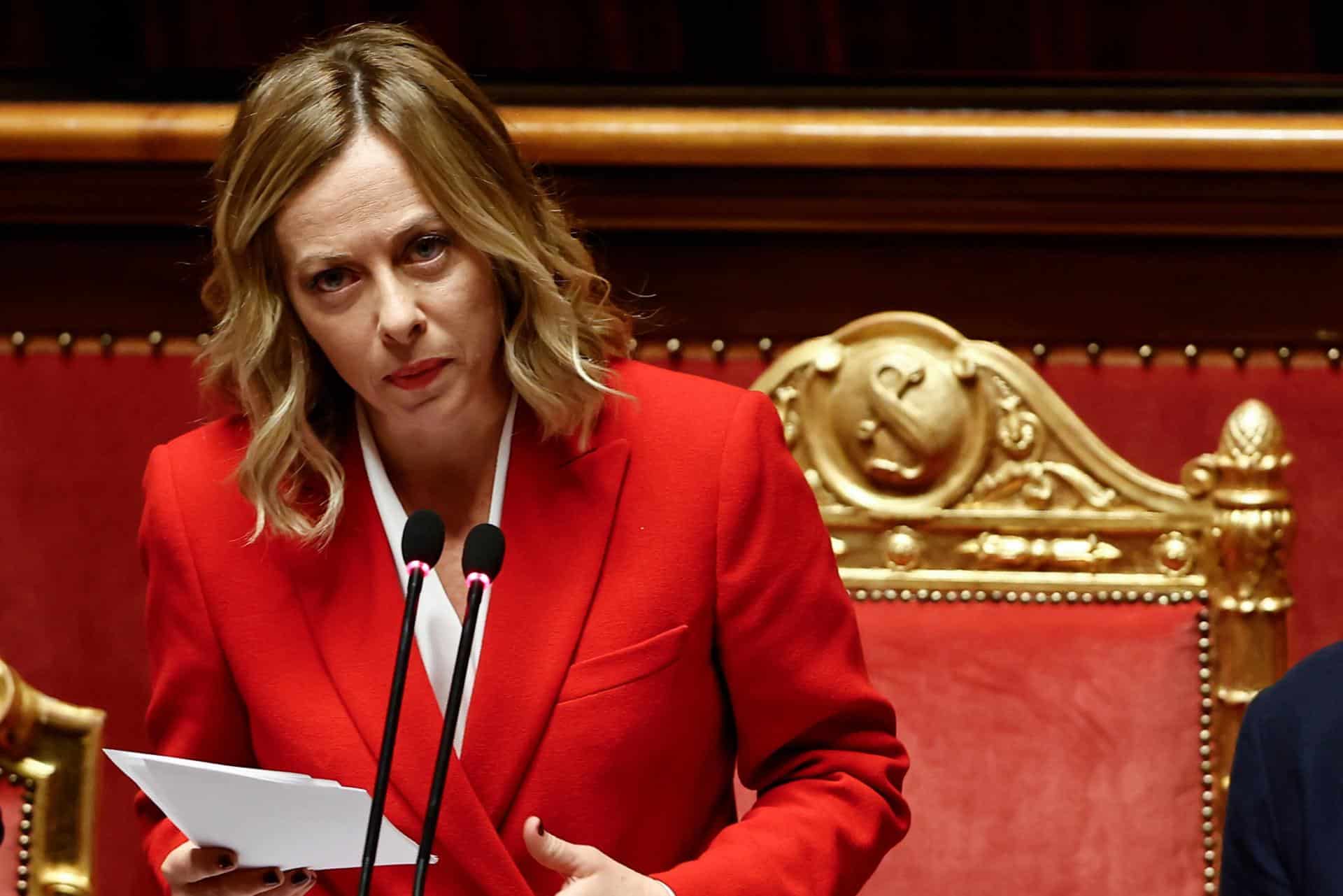 La primera ministra italiana, Giorgia Meloni, en el Senado el 15 de octubre de 2024. EFE/EPA/VINCENZO LIVIERI