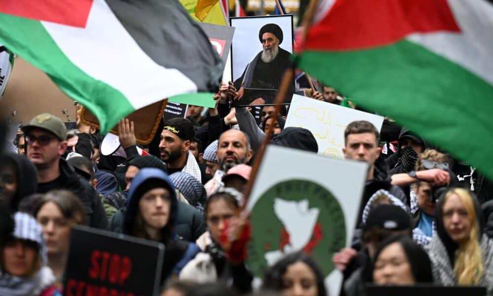 Manifestación en la ciudad australiana de Melbourne en apoyo de Gaza y Líbano.
EFE/EPA/JAMES ROSS