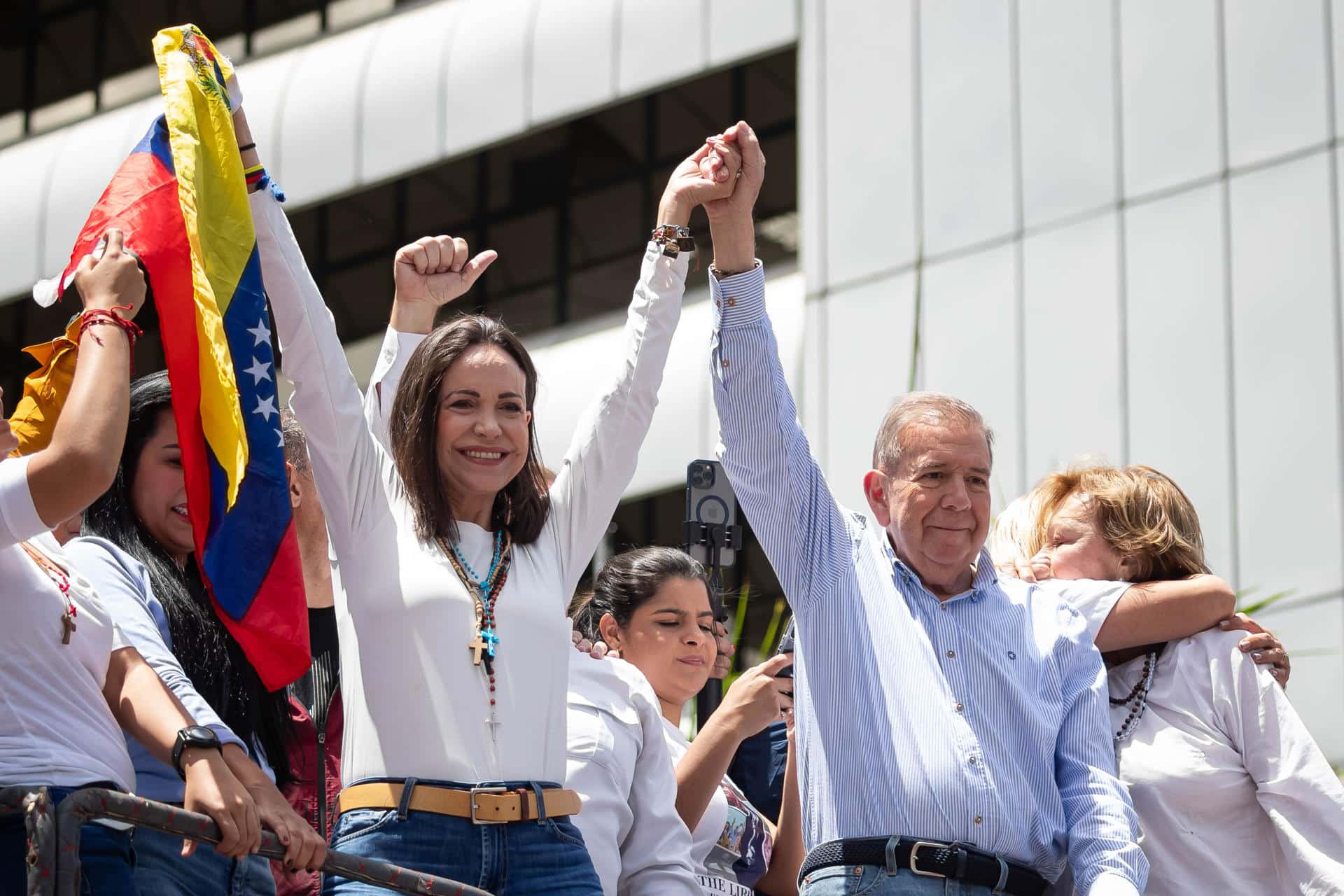 Imagen de archivo de los líderes opositores venezolanos María Corina Machado y Edmundo González Urrutia. EFE/ Ronald Peña R.