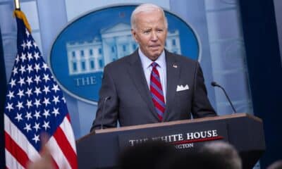 El presidente de EE.UU., Joe Biden, habla en la sala de prensa de la Casa Blanca en Washington (EE.UU.). EFE/EPA/SHAWN THEW / POOL