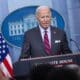 El presidente de EE.UU., Joe Biden, habla en la sala de prensa de la Casa Blanca en Washington (EE.UU.). EFE/EPA/SHAWN THEW / POOL