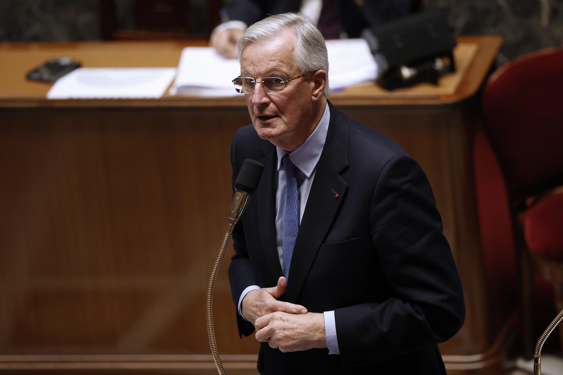 El primer ministro francés, el conservador Michel Barnier, el pasado día 2 ante la Asamblea. EFE/EPA/YOAN VALAT