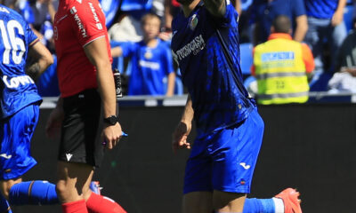 El centrocampista uruguayo del Getafe FC Mauro Arambarri celebra su gol ante el Deportivo Alavés en la LaLiga. EFE/ Fernando Alvarado