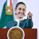 La presidenta de México Claudia Sheinbaum, habla este jueves, durante una conferencia de prensa en Palacio Nacional de la Ciudad de México (México). EFE/ Sáshenka Gutiérrez