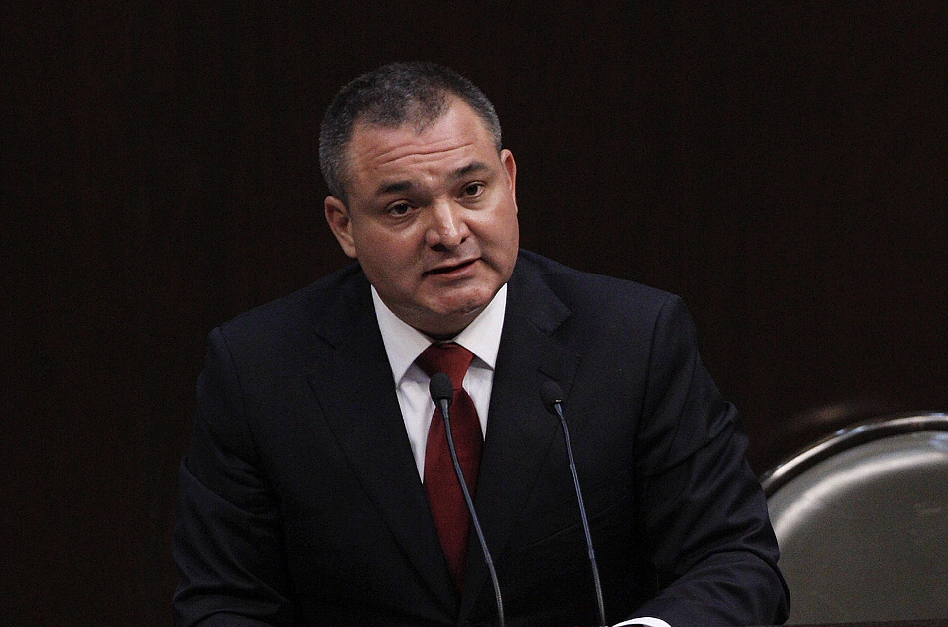 Fotografía de archivo fechada el 23 de septiembre de 2009, del entonces secretario de Seguridad Pública Genaro García Luna, durante una comparecencia en la Cámara de Diputados de la Ciudad de México (México). EFE/Mario Guzmán/ARCHIVO