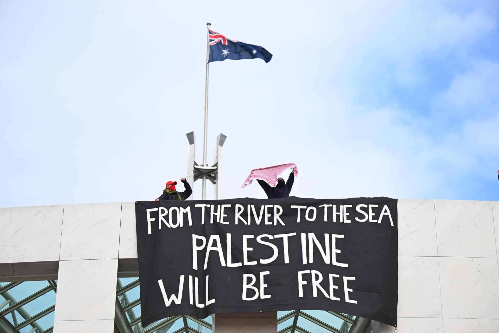 Fotografía de archivo de una protesta de un grupo en favor de Palestina en el Parlamento de Camberra.
EFE/EPA/LUKAS COCH AUSTRALIA AND NEW ZEALAND OUT