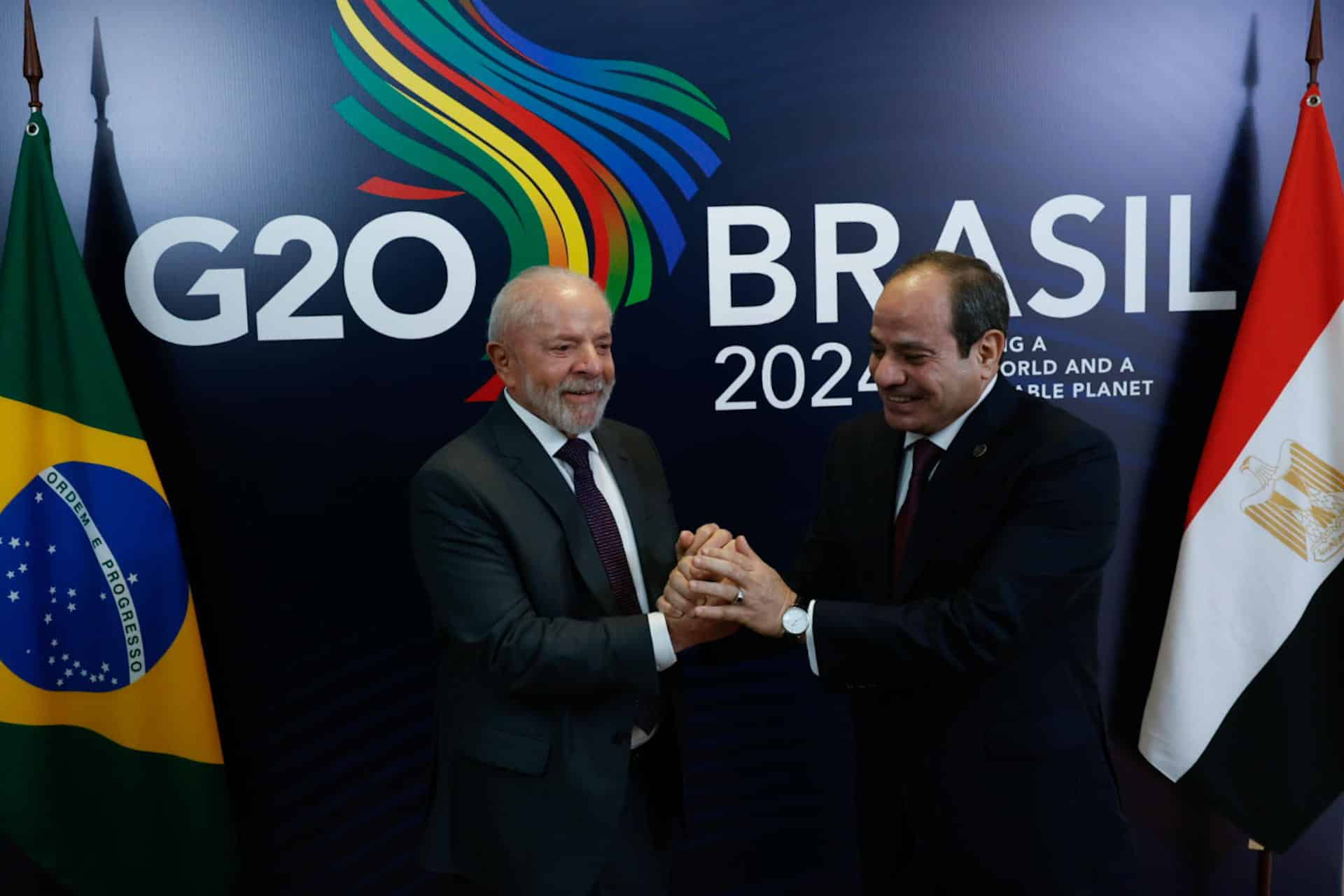 Los presidentes de Brasil, Luiz Inácio Lula da Silva, (I) y Egipto, Abdelfatah al Sisi, en la cumbre del G20, el 17 de noviembre de 2024. EFE/ Sebastiao Moreira