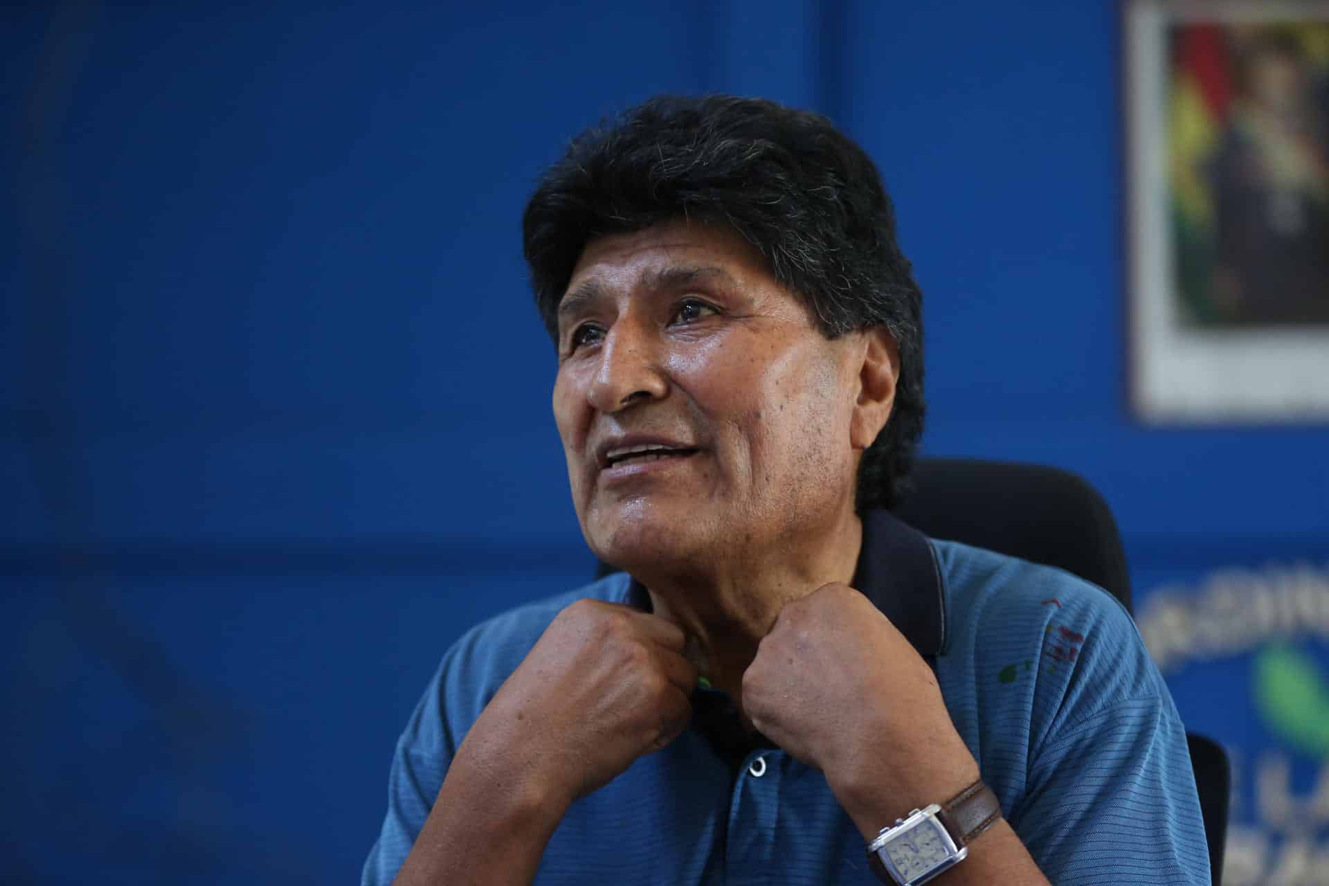 Fotografía fechada el 6 de noviembre de 2024 del expresidente Evo Morales (2006-2019), hablando en medio de su huelga de hambre en Lauca Ñ (Bolivia). EFE/Luis Gandarillas