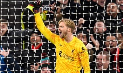 El portero del Liverpool Caoimhin Kelleher en Anfield, Liverpool, Reino Unido. EFE/EPA/PETER POWELL