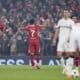 El coombiano Luis Diaz celebra un gol durante del partido de la UEFA Champions League league que han jugado Liverpool FC y Bayer 04 Leverkusen, en Liverpool, Reino Unido.) EFE/EPA/ADAM VAUGHAN