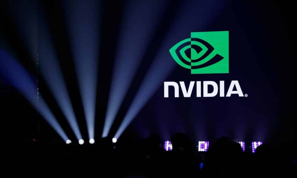 Fotografía de archivo del logotipo de Nvidia durante el Día de la Tecnología Hon Hai (Foxconn) 2024 en Taipei, Taiwán, el 8 de octubre de 2024.EFE/EPA/Ritchie B. Tongo