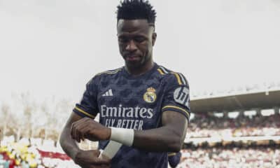 El delantero brasileño del Real Madrid Vinícius Júnior, durante un partido en el Estadio Vallecas en Madrid, en una foto de archivo. EFE/ Sergio Pérez