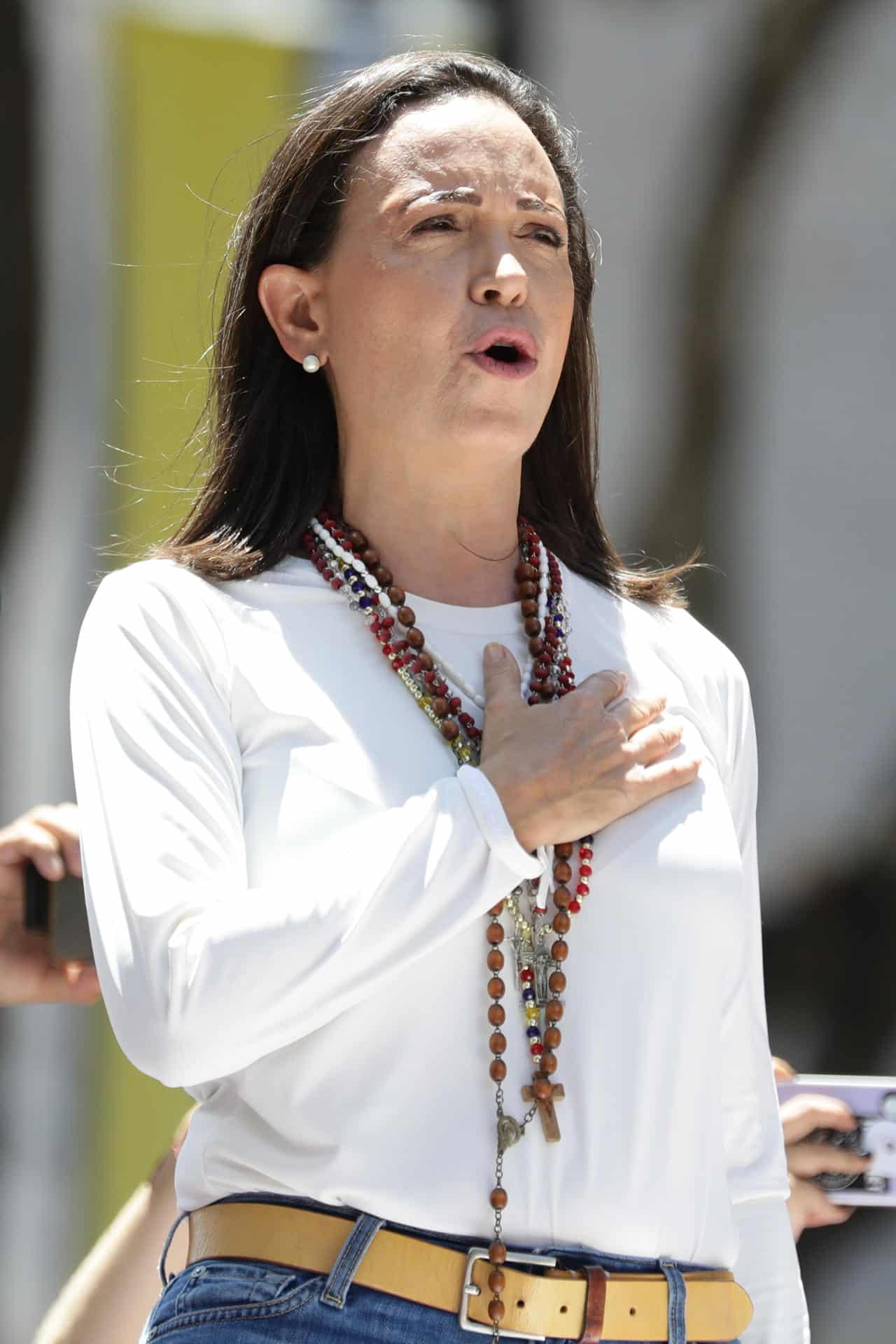 Fotografía de la líder opositora venezolana María Corina Machado. EFE/ Ronald Peña