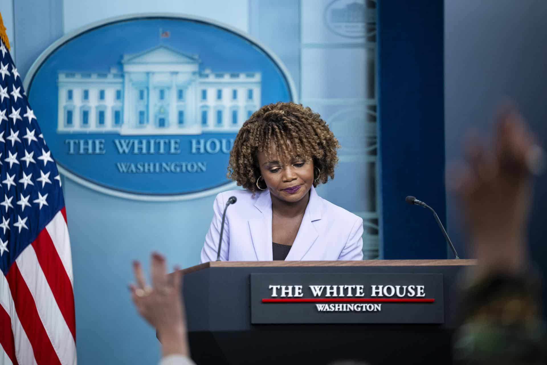 Foto de archivo de la portavoz de la Casa Blanca, Karine Jean-Pierre. EFE/EPA/GRAEME SLOAN