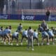 Los jugadores del Atlético de Madrid, durante el entrenamiento. EFE/ Borja Sanchez-Trillo