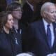 Fotografía de la excandidata presidencial demócrata y vicepresidenta de EE. UU., Kamala Harris (i), y el presidente de EE. UU., Joe Biden (d), en Nueva York. EFE/SARAH YENESEL