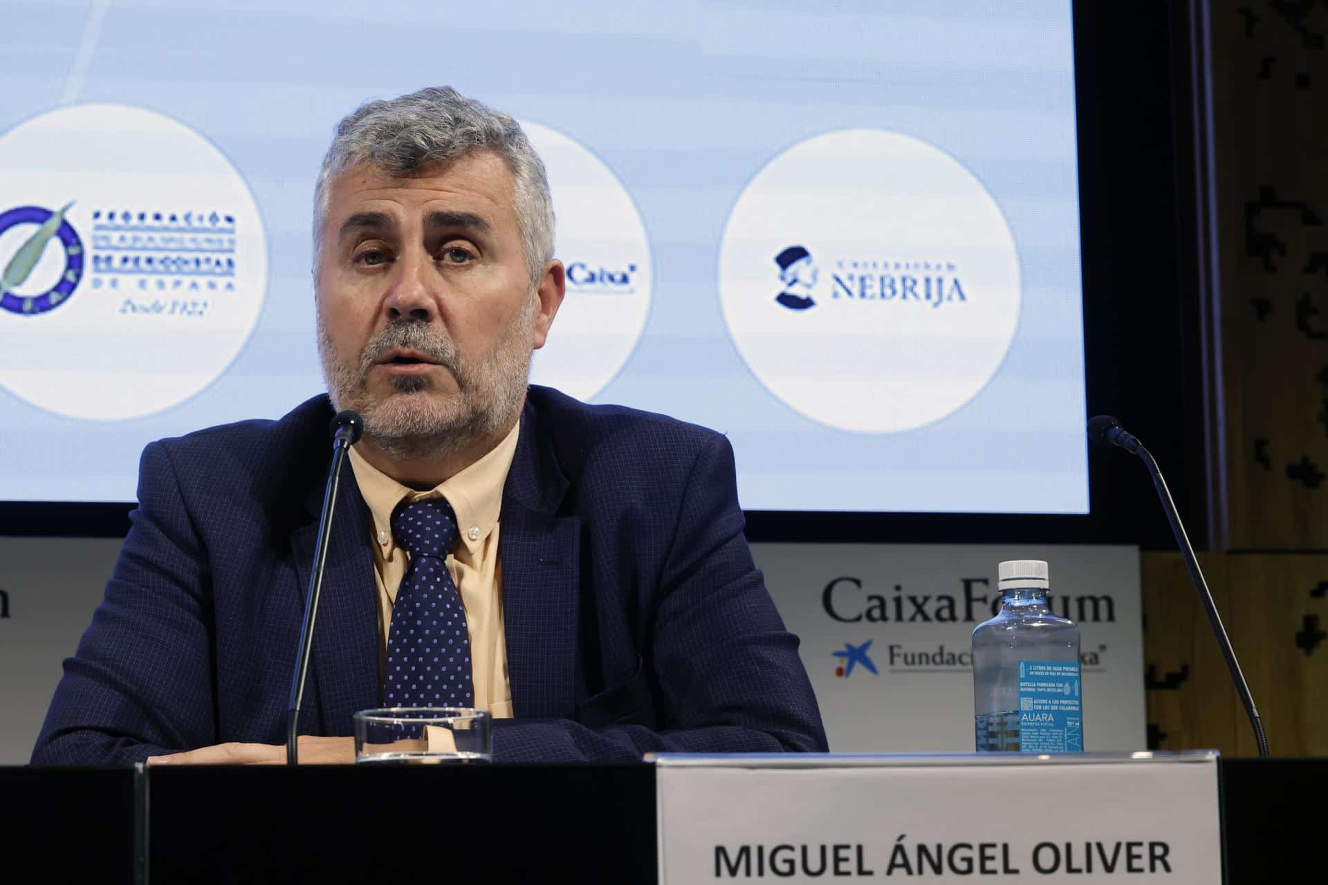 El presidente de la Agencia EFE, Miguel Ángel Oliver, participa este miércoles en la presentación de la jornada ¿Cómo serán los medios de comunicación del futuro?, celebrada en el Caixaforum de Madrid. EFE/ Zipi Aragon