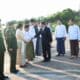 Naypyitaw (Myanmar), 05/11/2024.- A handout photo made available by the Myanmar military information team shows military chief Senior General Min Aung Hlaing (C) greeting a member of his cabinet as he departs for a trip to China from Naypyitaw military airport, Naypyitaw, Myanmar, 05 November 2024. Hlaing will attend the summits of the 8th Greater Mekong Subregion (GMS), the 10th Ayeyawady-Chao Phraya-Mekong Economic Cooperation Strategy (ACMECS), and the 11th Cambodia-Lao PRD-Myanmar-Vietnam (CLMV), in Kunming, China between 06 and 07 November 2024. (Camboya, Birmania) EFE/EPA/Myanmar military information team Handout/ Editorial Use Only/ No Sales HANDOUT EDITORIAL USE ONLY/NO SALES