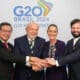 Fotografía cedida por la presidencia de México, de la presidenta de México, Claudia Sheinbaum (2-d), posando con sus homólogos de Colombia Gustavo Petro (i), de Brasil Luiz Inácio Lula da Silva (2-i), y de Chile Gabriel Boric, durante una reunión en el marco de la cumbre del G20, este lunes, en Río de Janeiro (Brasil). EFE/Presidencia de México