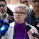 La abogada María Alejandra Diaz habla durante una rueda de prensa el pasado 30 de octubre, frente al Tribunal Supremo de Justicia (TSJ) en Caracas (Venezuela). EFE/ Ronald Peña R