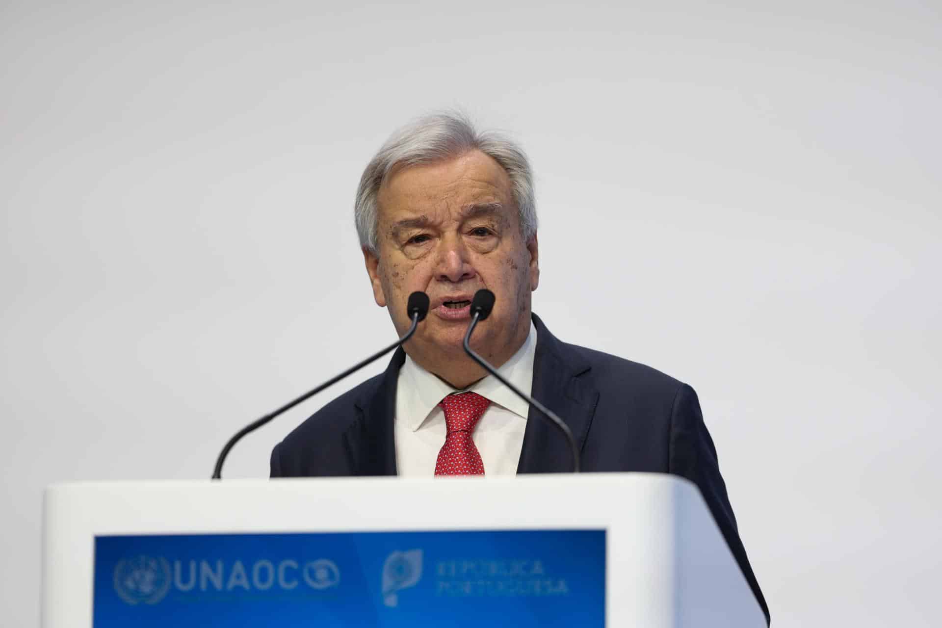 Ftografía del 26 de noviembre de 2024 del Secretario General de las Naciones Unidas, Antonio Guterres, en Cascais, Portugal. EFE/ANDRE KOSTERS / POOL