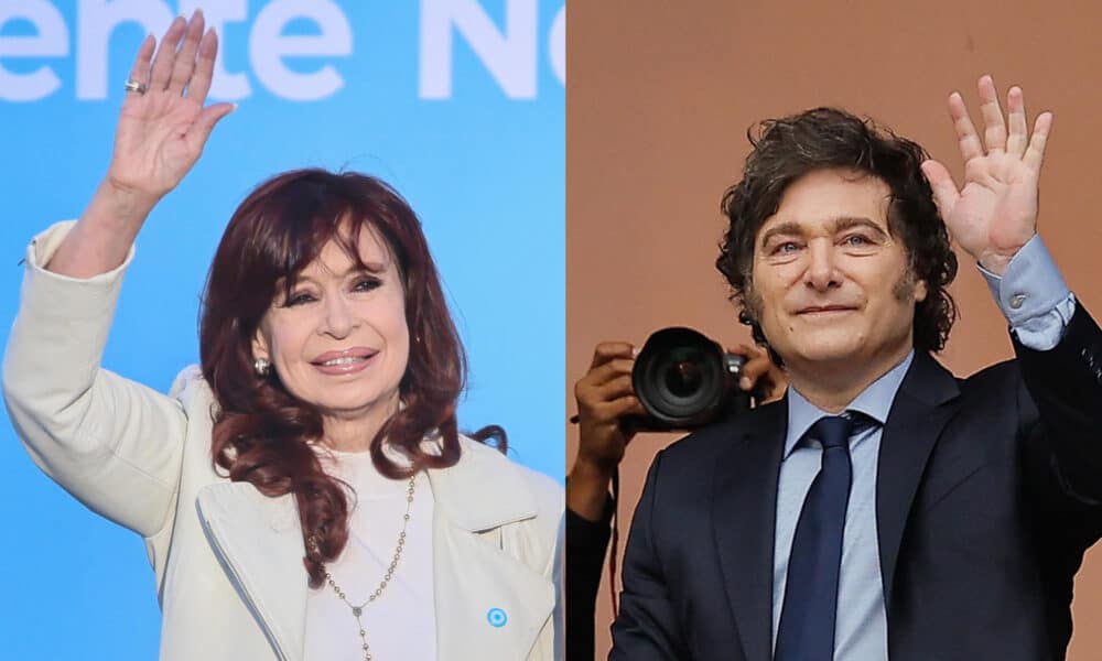 Combo de fotografías de archivo que muestra a la expresidenta de Argentina Cristina Fernández (2007-2015) (i) y al actual gobernante del país, Javier Milei. EFE/ARCHIVO