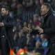 Luis Enrique y Simeone, en una foto de archivo durante el Barcelona-Atlético de Madrid de la Liga de Campeones de 2016. EFE/Quique García