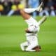 El jugador del Real Madrid Kylian Mbappe cae sobre el terreno de juego durante el partido de la quinta jornada de la UEFA Champions League entre Liverpool y Real Madrid en Liverpool, Reino Unido. EFE/EPA/PETER POWELL