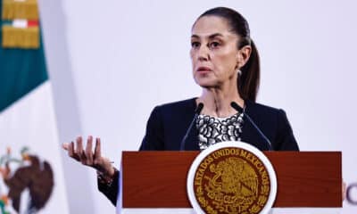 La presidenta de México Claudia Sheinbaum, habla este martes durante una rueda de prensa en Palacio Nacional de la Ciudad de México (México). EFE/Sáshenka Gutiérrez