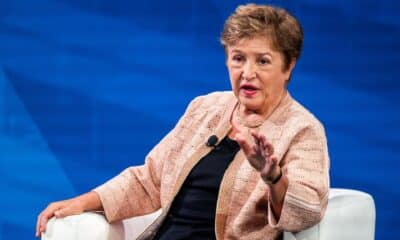 La Directora Gerente del Fondo Monetario Internacional (FMI), Kristalina Georgieva, habla en la Conferencia Anual sobre Banca Central Michel Camdessus de 2024 en el FMI en Washington, DC, EE. UU., el 20 de septiembre de 2024.EFE/EPA/Jim Lo Scalzo