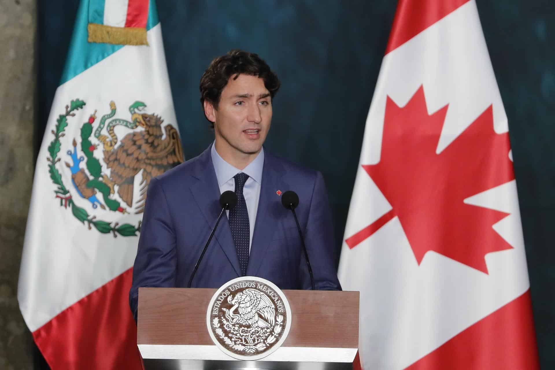 Imagen de archivo del primer ministro canadiense, Justin Trudeau, durante una conferencia de prensa en Palacio Nacional en Ciudad de México. (México). EFE/José Méndez