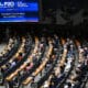 Fotografía de la ceremonia de apertura de la décima edición de la Cumbre Parlamentaria P20, este jueves en Brasilia (Brasil). EFE/ Andre Borges