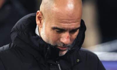 El entrenador del Manchester City, Pep Guardiola, en un momento del partido de la Liga de Campeones ante el Feyenoord. EFE/EPA/ADAM VAUGHAN