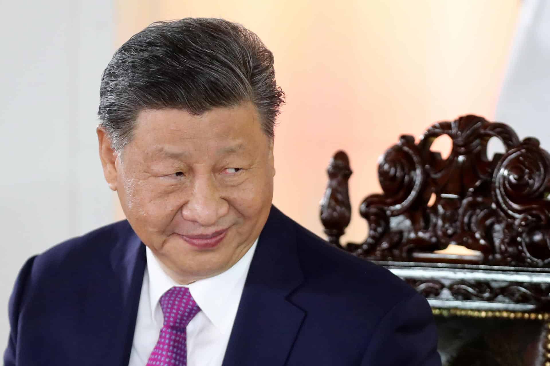 El presidente de China, Xi Jinping, participa durante la inauguración del megapuerto de Chancay, este 14 de noviembre de 2024, en el Palacio de Gobierno, en Lima (Perú). EFE/ Paolo Aguilar