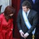 Fotografía de archivo del 10 de diciembre de 2023 del presidente argentino Javier Milei (der.), junto a la expresidenta Cristina Fernández, en Buenos Aires (Argentina). EFE/ Demian Alday Estevez