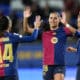 Las jugadora del Barcelona Aitana Bonmatí, Kika y Vicky celebran uno de los goles del equipo durante el partido de Liga de Campeones femenina ante el St Polten, disputado el pasado martes. EFE/ Enric Fontcuberta.