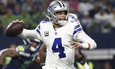 Fotografía de archivo del mariscal de campo de los Dallas Cowboys Dak Prescott. EFE/MIKE STONE