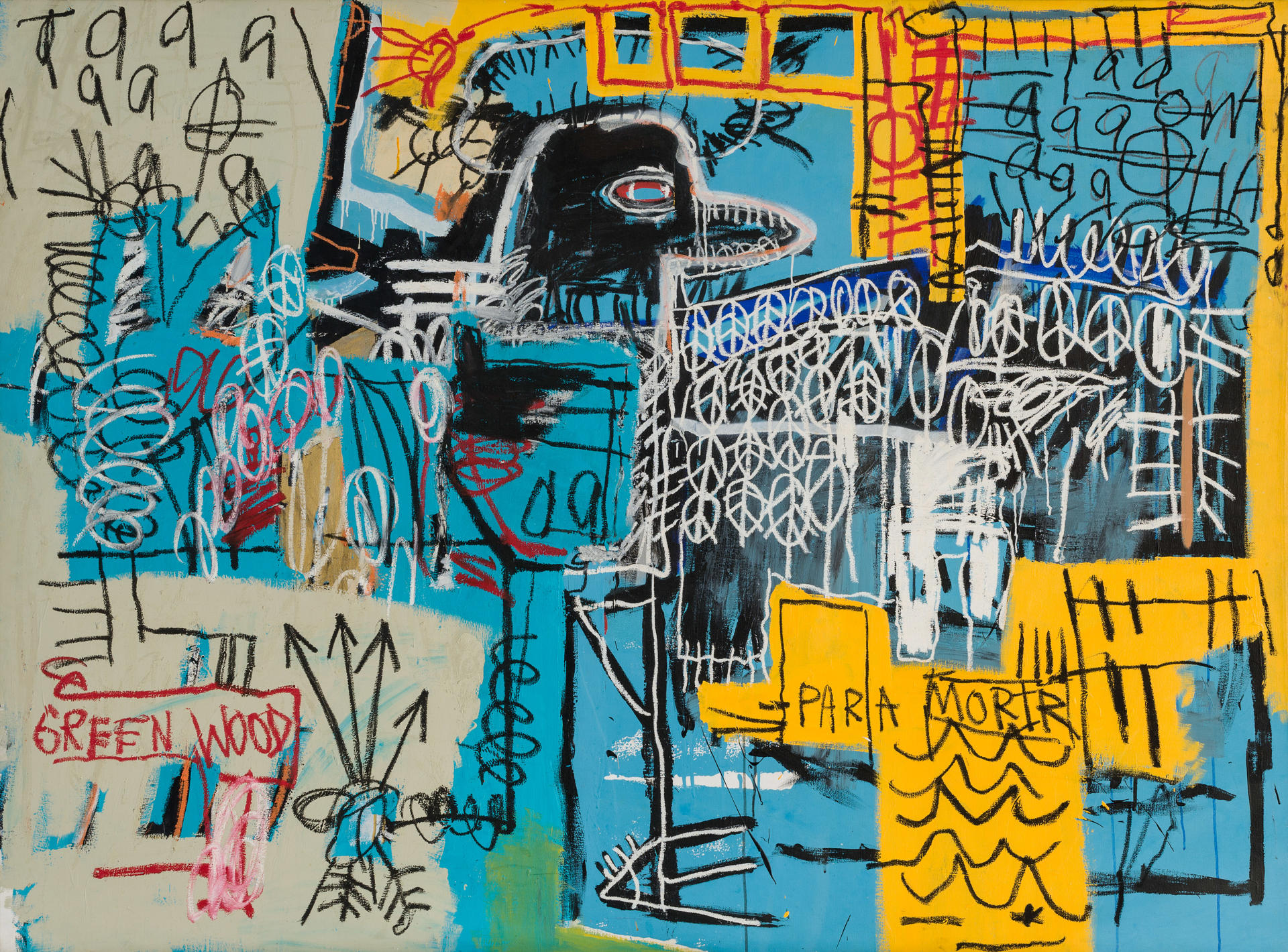 Fotografía cedida por el Museo Rubell donde se muestra la obra 'Bird On Money' -'Pájaro sobre dinero'- (1981) del artista estadounidense Jean-Michel Basquiat. El Museo Rubell de Miami anunció este martes que presentará tres nuevas exposiciones durante la Semana del Arte de Miami, que incluirán obras de su artista residente de este año, Vanessa Raw, además de adquisiciones recientes y de obras destacadas de su colección de arte contemporáneo. EFE/Museo Rubell