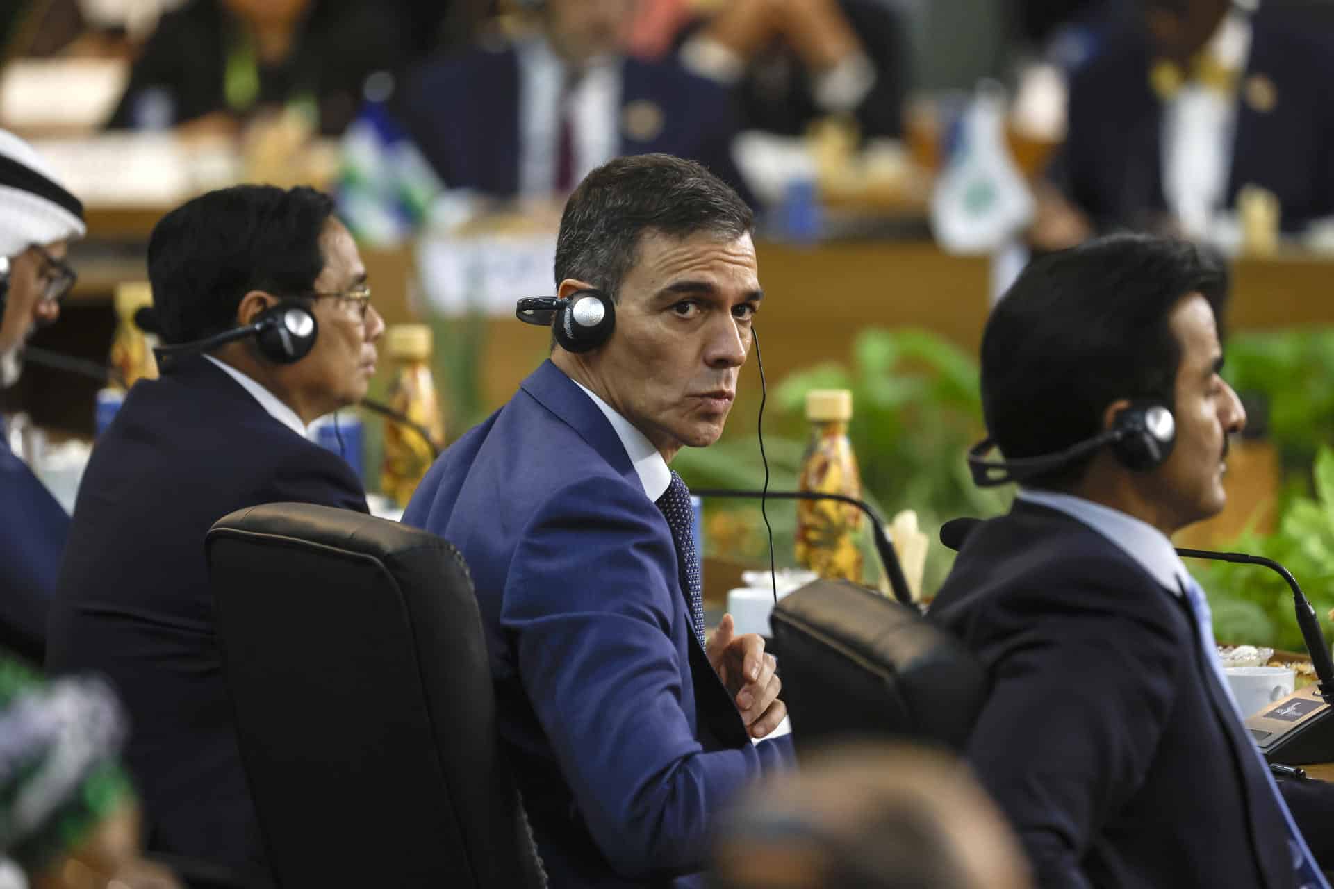 El presidente del Gobierno español, Pedro Sánchez, participa en la cumbre de G20 este lunes en Rio de Janeiro (Brasil). EFE/ Antonio Lacerda