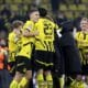 Los jugadores del Dortmund celebran un gol durante el partido de la UEFA Champions League league que han jugado Borussia Dortmund y SK Sturm Graz, en Dortmund, Alemania. EFE/EPA/CHRISTOPHER NEUNDORF