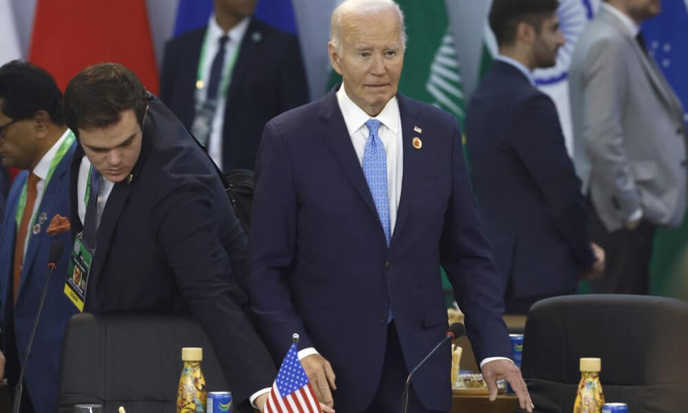 El presidente de Estados Unidos, Joe Biden, participa durante la apertura de la Cumbre de jefes de Estado del G20 que comenzó este lunes en Río de Janeiro (Brasil). EFE/ Antonio Lacerda